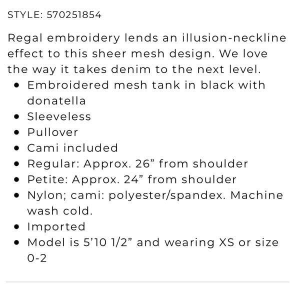 WHBM Embroidered Mesh Tank - Picture 6 of 6